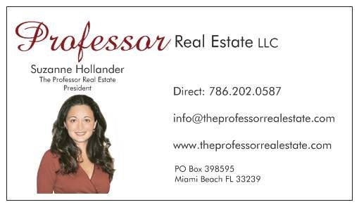 A business card for the professional real estate company.