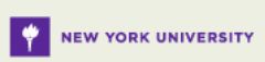 A purple and white logo for the new york university.