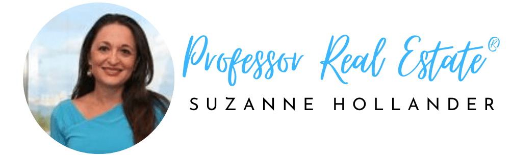 A blue and white logo for professor k. S. Suzanne