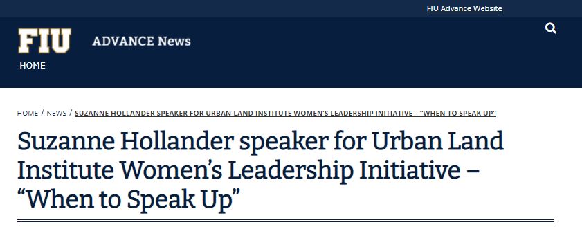 A speaker for urban land institute 's women 's leadership initiative speaks up