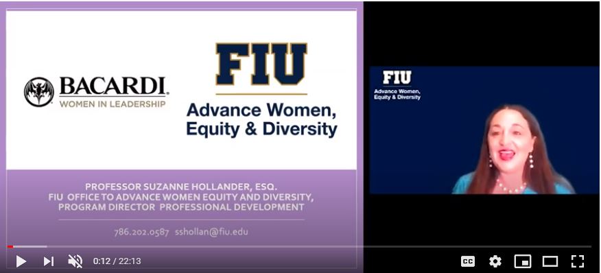 A slide that reads " fiu advance women, equity & diversity."